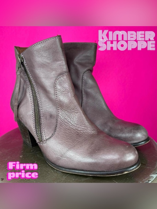 Anthropologie Shoes - Anthropologie Chio Purplish Brown Leather Side Zip Heeled Ankle Boot EU 36 US 6